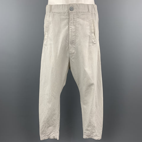 10 SEIOOTTO Size M Off White Solid Linen / Cotton Zip Fly Casual Pants