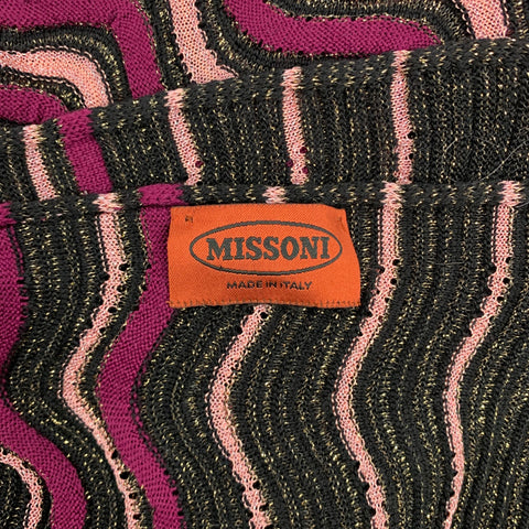 MISSONI Black & Purple Woven Scarf