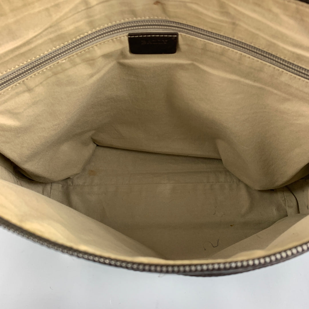 Vintage BALLY Brown & Red Mixed Fabrics Leather Messenger Bags