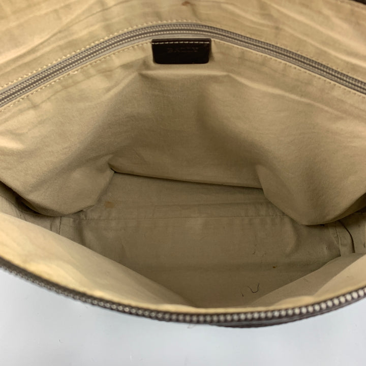 Vintage BALLY Brown & Red Mixed Fabrics Leather Messenger Bags