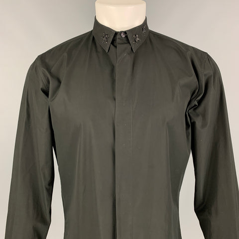 DIOR HOMME Taille M Chemise à manches longues en coton noir