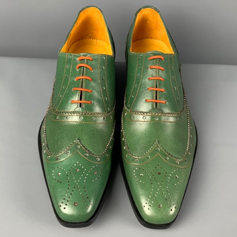 UNDANDY Chaussures à lacets en cuir perforé vert taille 10