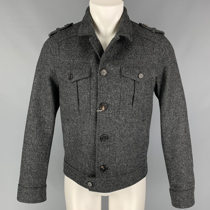 NEIL BARRETT Size 38 Grey Wool Button Up Slim Fit Jacket