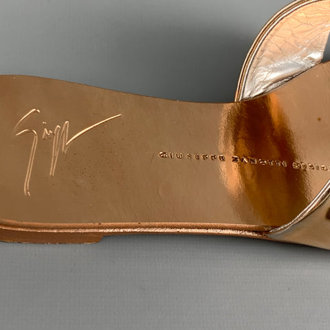 GIUSEPPE ZANOTTI Ramino Size 7 Gold Silver Metallic Leather Flat Sandals