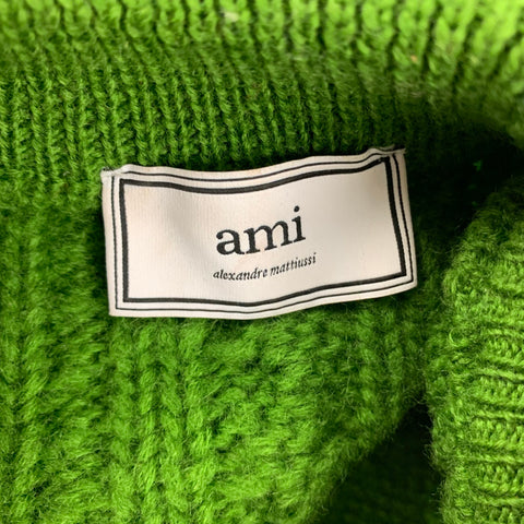 AMI by ALEXANDRE MATTIUSSI Jersey extragrande de lana con cuello redondo y color verde talla M
