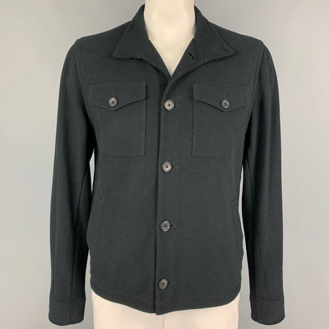JAMES PERSE Size XL Black Textured Cotton Utility Jacket