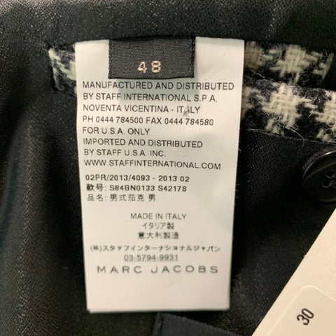 MARC JACOBS Size 38 Black White Houndstooth Wool Notch Lapel Sport Coat