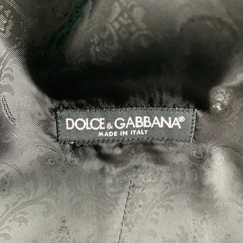 DOLCE & GABBANA Size 42 R Black Blue Two Toned Virgin Wool Tuxedo 3 Piece Suit