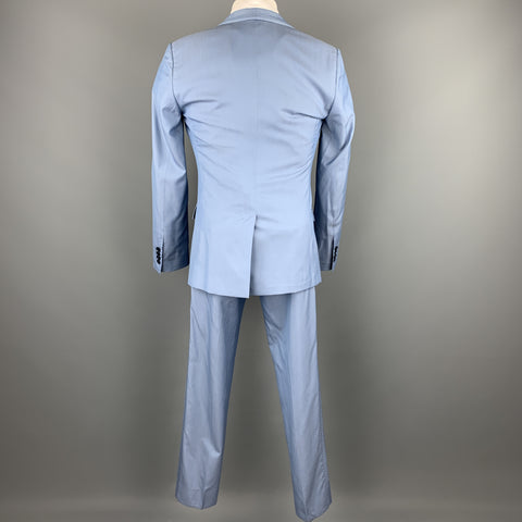 DOLCE & GABBANA Size 36 Regular Light Blue Wool / Silk Shawl Lapel Suit