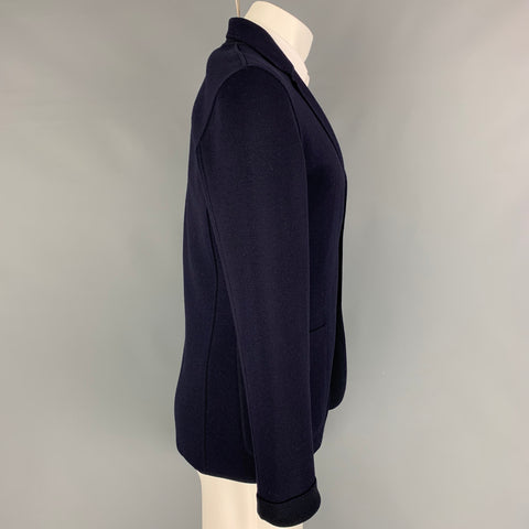 PRADA Size 38 Navy Wool Notch Lapel Sport Coat