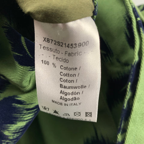 ALESSANDRINI Size M Olive Navy Velvet Floral Cotton Detachable Hood Jacket