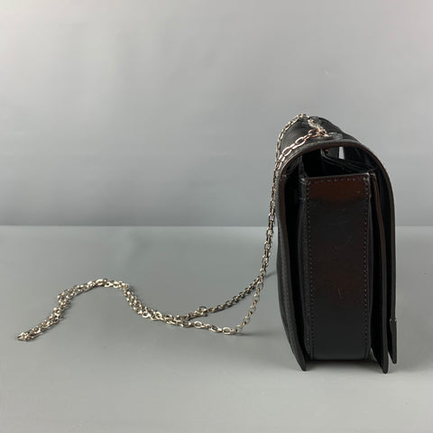 EMPORIO ARMANI Black Silver Mesh Leather Nylon Handbag
