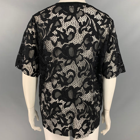 MSGM Camiseta Cuello Redondo Poliamida Poliéster Encaje Talla L Negra
