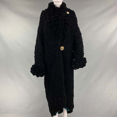 CATHERINE BACON Manteau surdimensionné froncé en soie rayonne noire taille unique