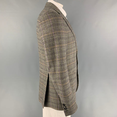ETRO Size 42 Navy Cream Glenplaid Wool Sport Coat