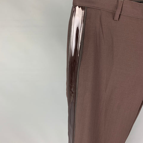 CALVIN KLEIN COLLECTION Size 32 Brown Wool Cuffed Dress Pants