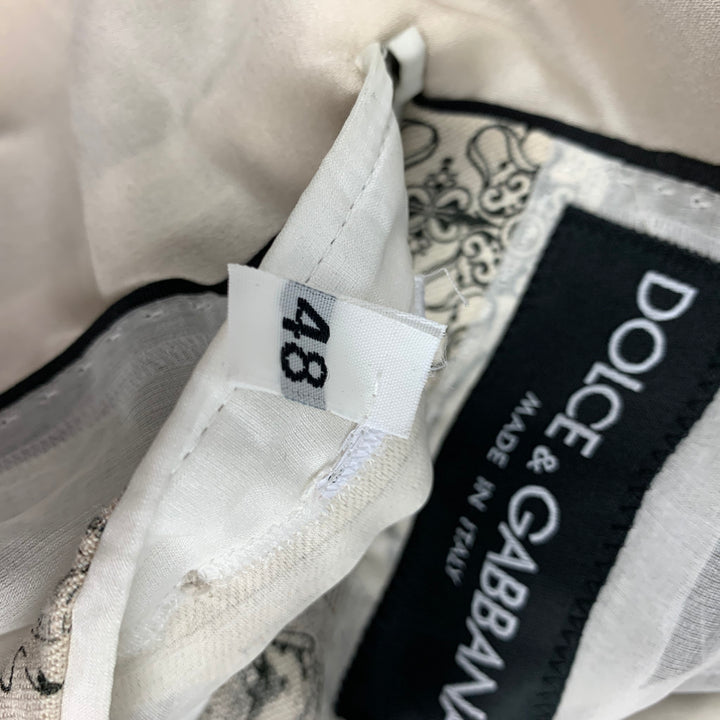 DOLCE & GABBANA Size 38 Light Gray Black Print Cotton Blend Sport Coat