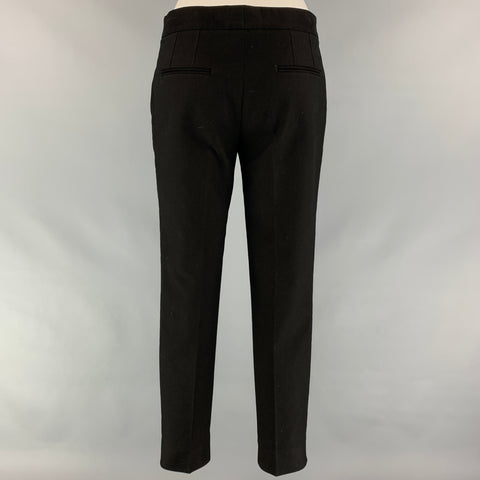 DOLCE & GABBANA Size 4 Black Textured Cotton Pleated Dress Pants