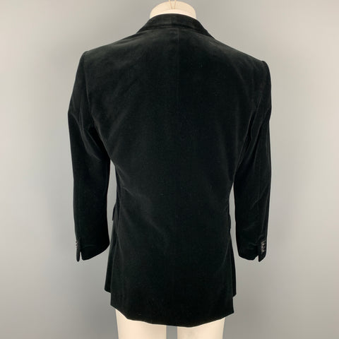 RALPH LAUREN Black Label Size 40 Regular Black Velvet Cotton Peak Lapel Sport Coat