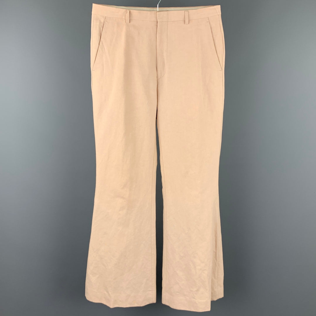 GUCCI Size 32 Beige Cotton Wide Leg Casual Pants