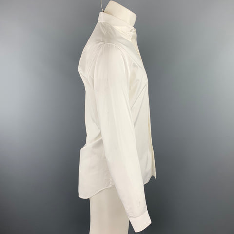 DIOR HOMME Size S White Solid Cotton Button Up Long Sleeve Shirt