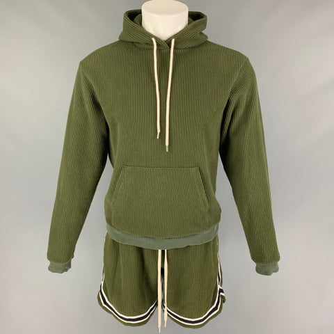 JOHN ELLIOTT FW18 Size S Green Black Cotton Polyester Drawstring Shorts
