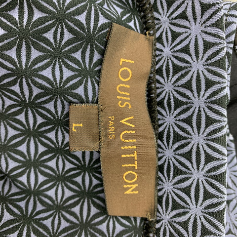 LOUIS VUITTON Size L Grey & Black Print Drawstring Speedo