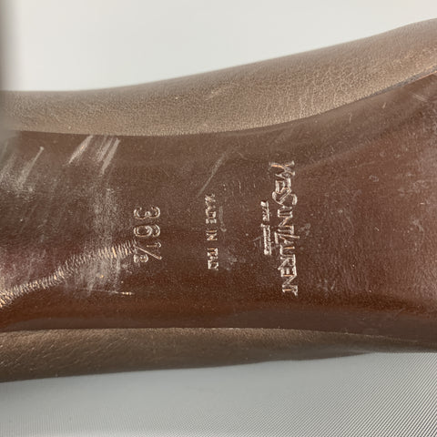 YVES SAINT LAURENT Talla 6.5 Zapatos de tacón con plataforma TRIBUTE de cuero marrón