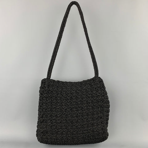 CARRIE FORBES Black Crochet Shoulder Strap Handbag