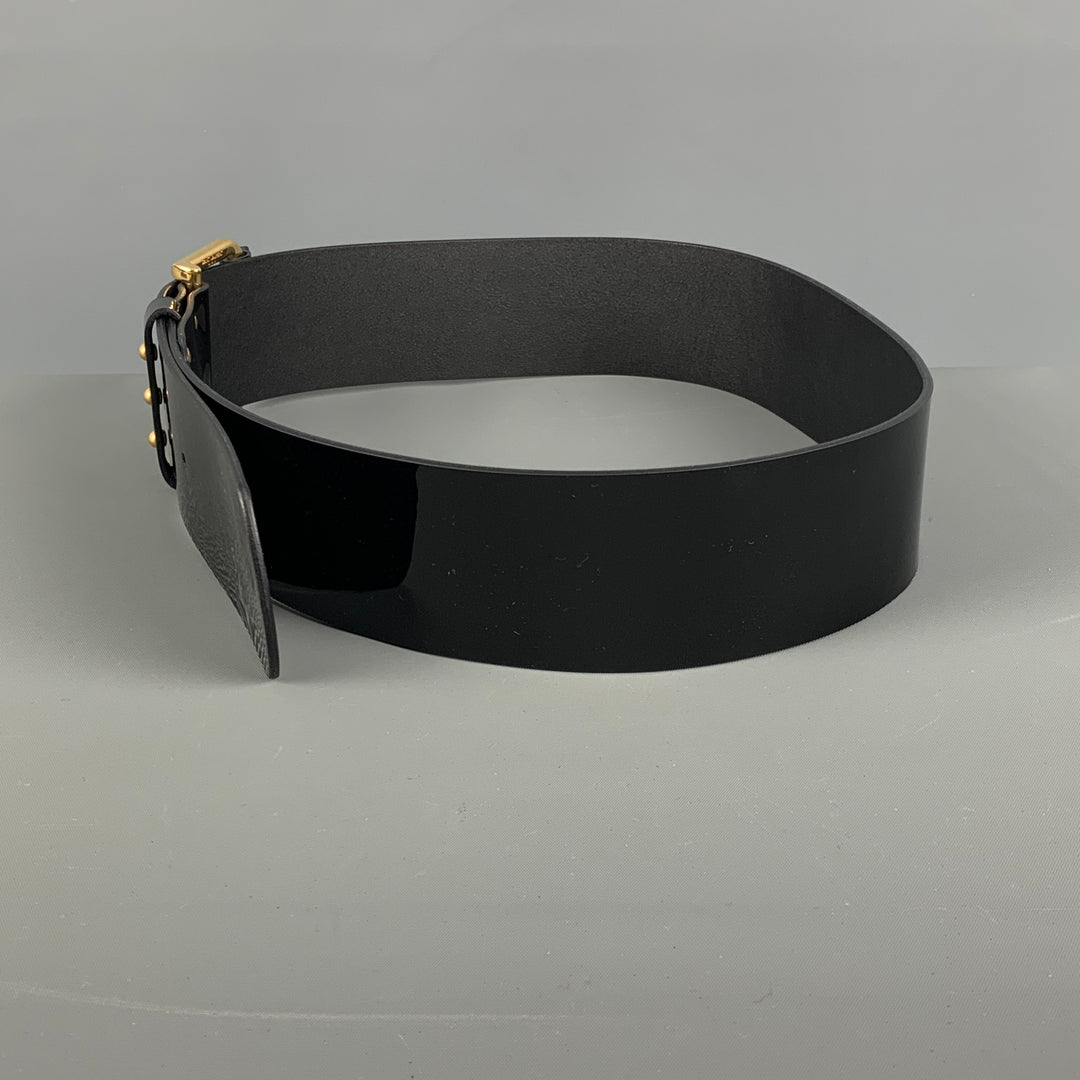 SAINT LAURENT Waist Size 30 Black Patent Leather Belt