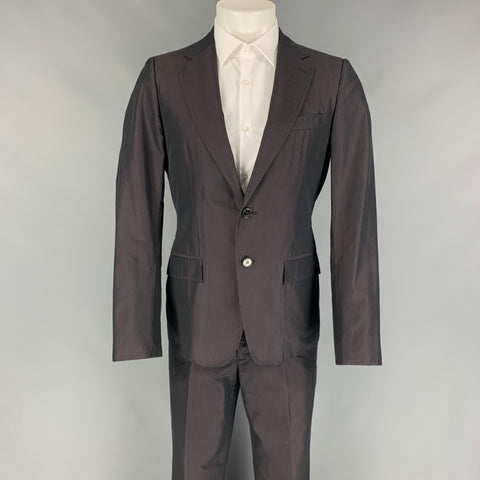 BURBERRY PRORSUM Primavera 2008 Talla 38 Traje regular de algodón / seda a rayas ciruela