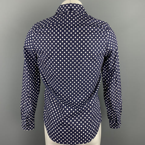 BEN SHERMAN Size S Navy Polka Dot Cotton Button Up Long Sleeve Shirt