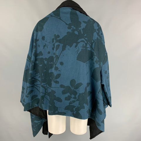 REPLIKA Size 38 Blue Olive Abstract floral Cotton Oversized Coat