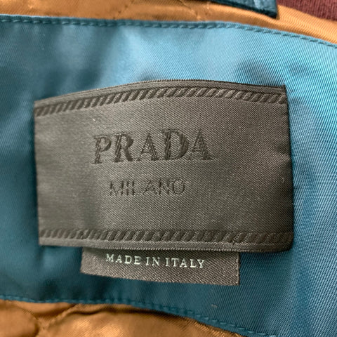 PRADA Size XL Burgundy Brown Wool Bomber Jacket