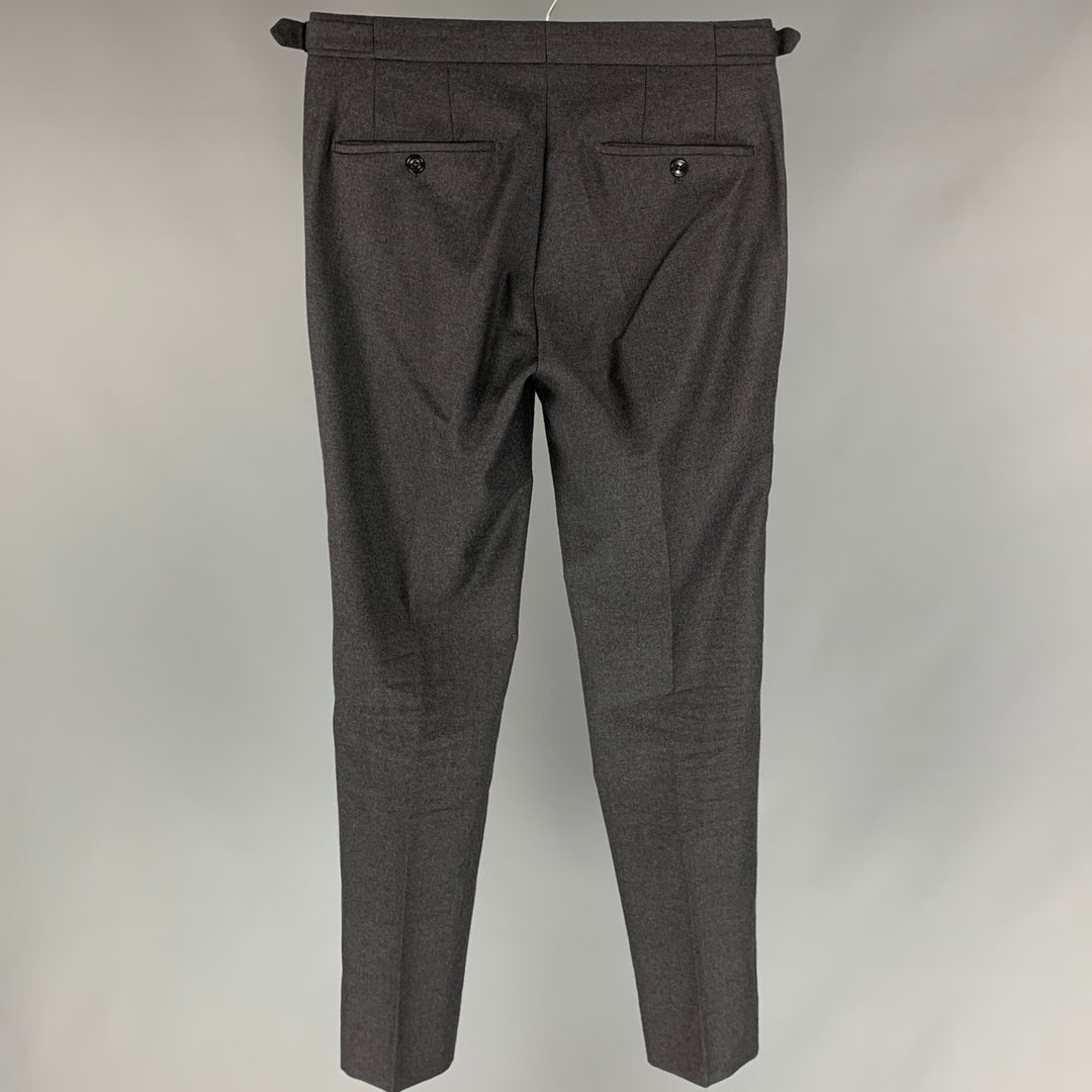 INCOTEX Size 28 Charcoal Wool Pleated Slim Fit Dress Pants