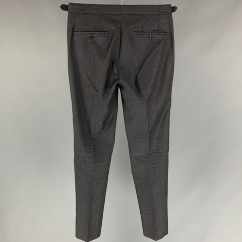 INCOTEX Size 28 Charcoal Wool Pleated Slim Fit Dress Pants