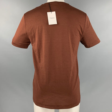 THEORY Size M Brown Silk Cotton Jersey T-shirt