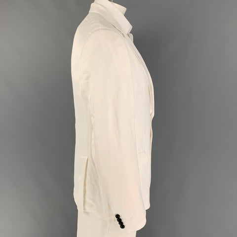 ARMANI COLLEZIONI Size 46 White Viscose Linen Sport Coat
