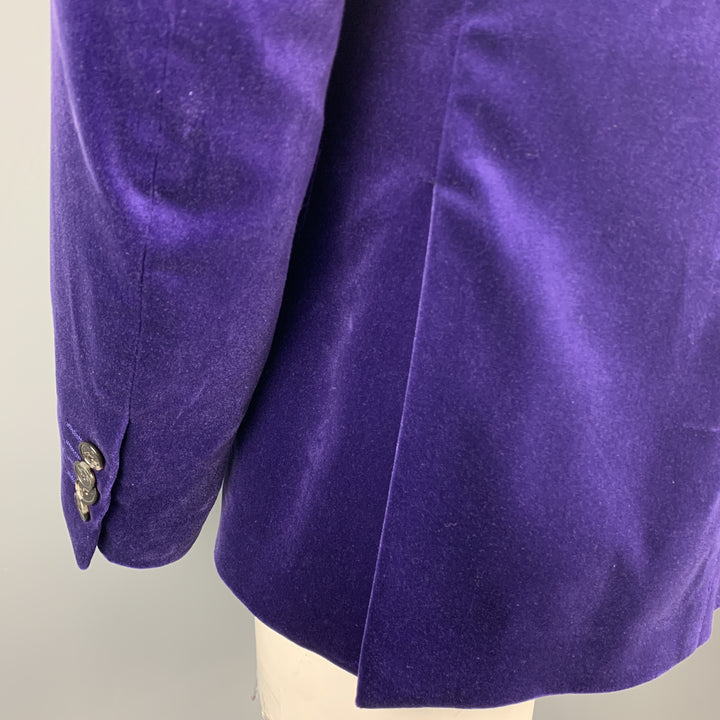 ETRO Size 40 Purple Solid Velvet Notch Lapel Sport Coat