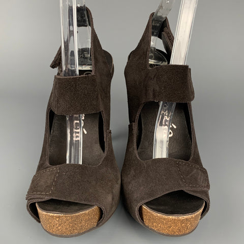 PEDRO GARCIA Size 6 Brown Suede Platform Sandals