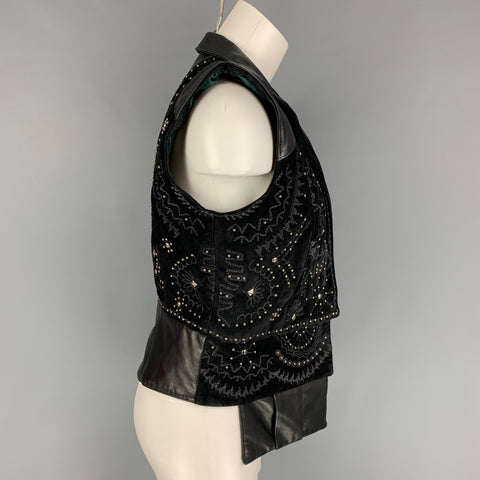 DONALD J PLINER Taille Unique Gilet boutonné clouté en cuir noir