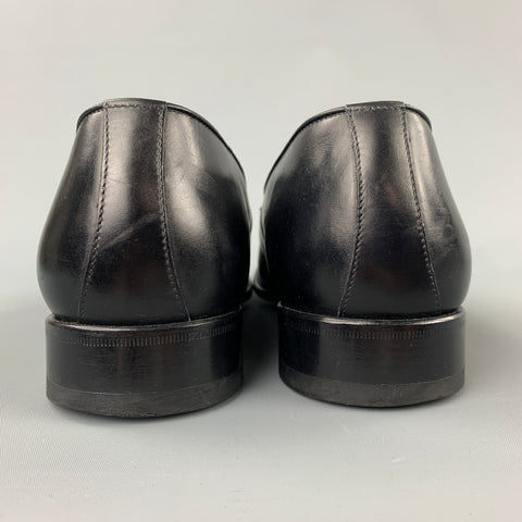 TOM FORD Size 10.5 Black Leather Slip On Loafers
