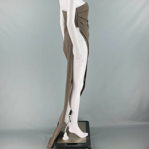 RICK OWENS FW23 Taille 4 Robe longue sans bretelles en laine gris taupe