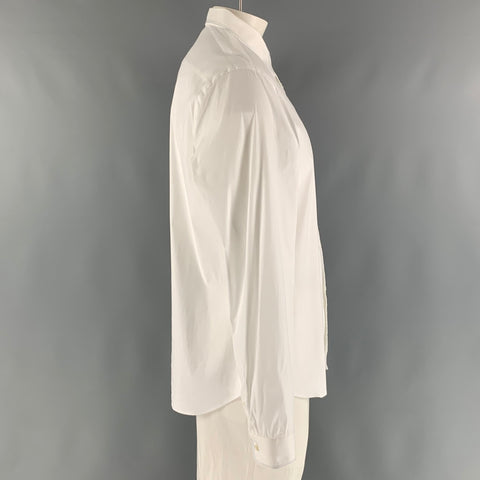 PRADA Size L White Light Blue Contrast Stitch Button Up Long Sleeve Shirt