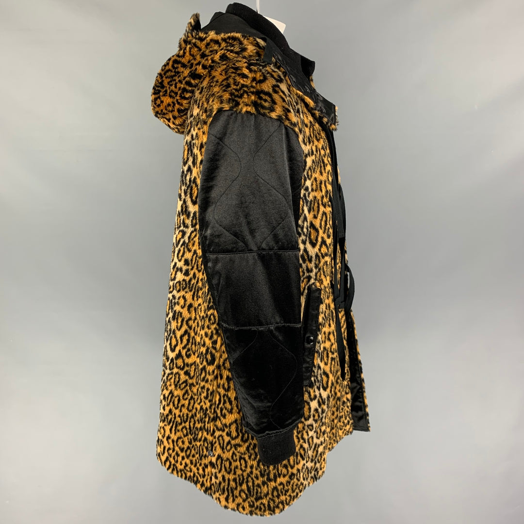 ENGINEERED GARMENTSSize L Black Tan Animal Print Polyester / Cotton Coat