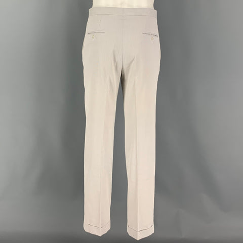 BLACK FLEECE Size 38 Grey White Stripe Cotton Notch Lapel 31 Suit