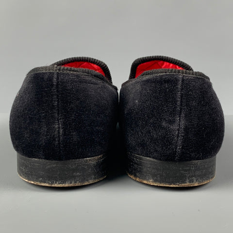 BERK Size 10.5 Black Gold Rampat Lion Embroidery Velvet Loafers