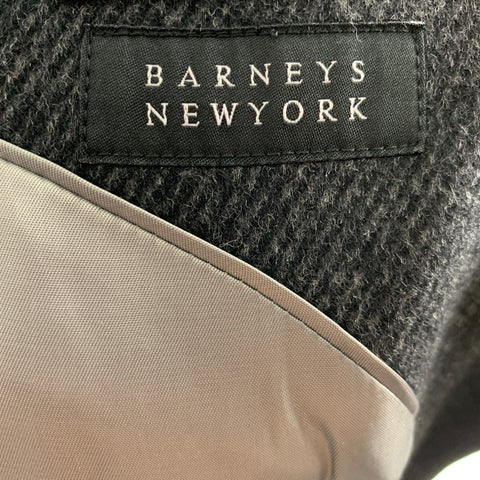 BARNEY'S NEW YORK Size 42 Black Grey Diagonal Stripe Coat