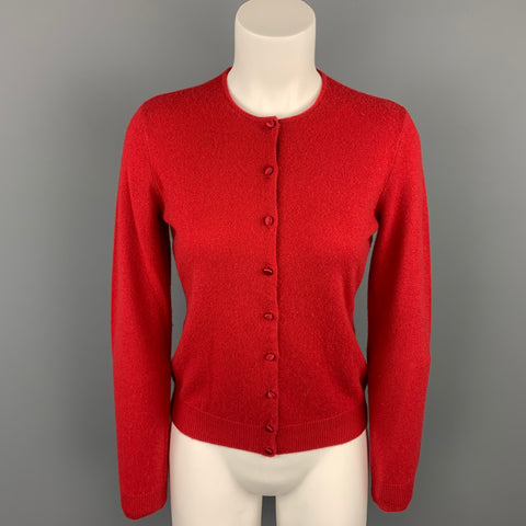 RALPH LAUREN Black Label Talla M Cárdigan de cachemira de punto rojo
