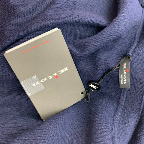 KITON Size L Navy Cashmere Silk V-Neck Cardigan
